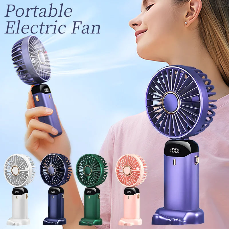 USB Rechargeable Mini Portable neck Fan: Foldable, 5 Speed outdoor Air Cooler