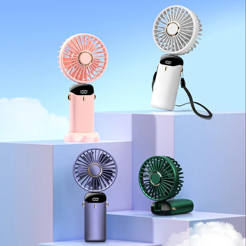 USB Rechargeable Mini Portable neck Fan: Foldable, 5 Speed outdoor Air Cooler